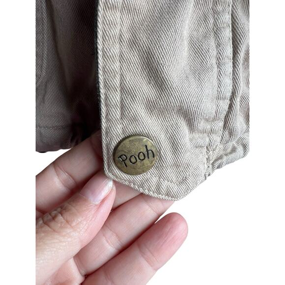 VTG 90s Mickey Inc Kids size L 8/10 Winnie Pooh Khaki Flannel Button Up Jacket - Picture 10 of 14